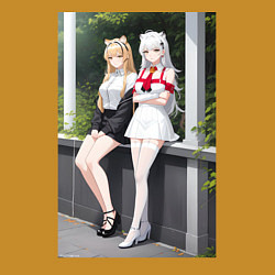 Свитшот хлопковый мужской Аниме девушки в полный рост, цвет: горчичный — фото 2