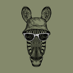 Свитшот хлопковый мужской Зебра в очках и панаме, цвет: авокадо — фото 2