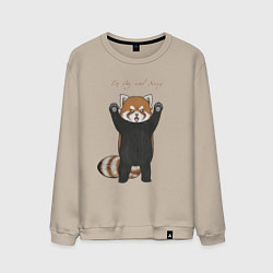 Свитшот хлопковый мужской Im big and scary красная панда, цвет: миндальный