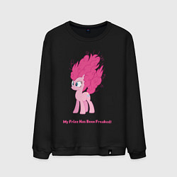 Свитшот хлопковый мужской Пинки Пай с гривой дыбом, цвет: черный