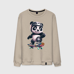 Свитшот хлопковый мужской Cool panda on a skateboard - extreme, цвет: миндальный