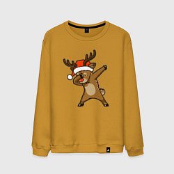 Свитшот хлопковый мужской Dabbing deer, цвет: горчичный