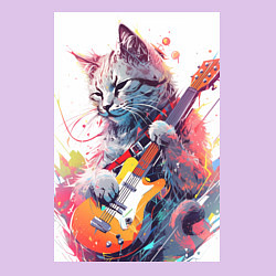 Свитшот хлопковый мужской Chilling guitar cat, цвет: лаванда — фото 2