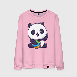Свитшот хлопковый мужской Панда с мячиком, цвет: светло-розовый