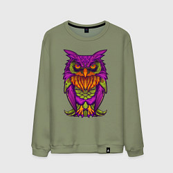 Свитшот хлопковый мужской Purple owl, цвет: авокадо