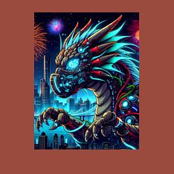 Свитшот хлопковый мужской Cyber dragon - ai art neon, цвет: кирпичный — фото 2