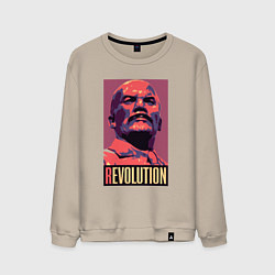 Свитшот хлопковый мужской Lenin revolution, цвет: миндальный