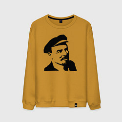 Свитшот хлопковый мужской Ленин в кепке, цвет: горчичный