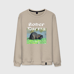 Свитшот хлопковый мужской Bober kurwa, цвет: миндальный