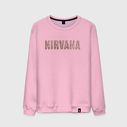 Свитшот хлопковый мужской Nirvana grunge text, цвет: светло-розовый