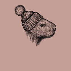 Свитшот хлопковый мужской Капибара в шапке, цвет: пыльно-розовый — фото 2