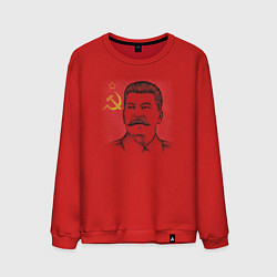 Свитшот хлопковый мужской Сталин с флагом СССР, цвет: красный