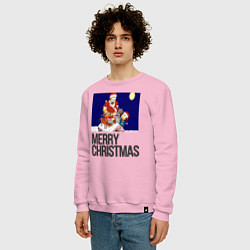Свитшот хлопковый мужской Merry Christmas Simpsons, цвет: светло-розовый — фото 2