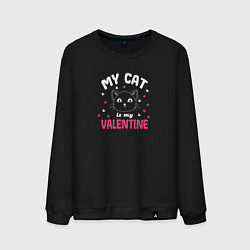 Мужской свитшот My cat is my Valentine 2024