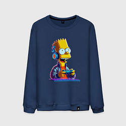 Свитшот хлопковый мужской Bart is an avid gamer, цвет: тёмно-синий