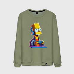 Свитшот хлопковый мужской Bart is an avid gamer, цвет: авокадо