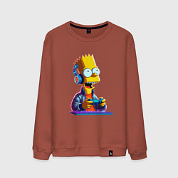 Свитшот хлопковый мужской Bart is an avid gamer, цвет: кирпичный