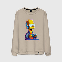 Свитшот хлопковый мужской Bart is an avid gamer, цвет: миндальный