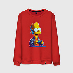 Свитшот хлопковый мужской Bart is an avid gamer, цвет: красный