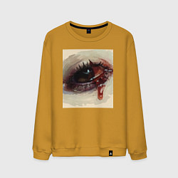 Свитшот хлопковый мужской Глаза, полные грусти, цвет: горчичный