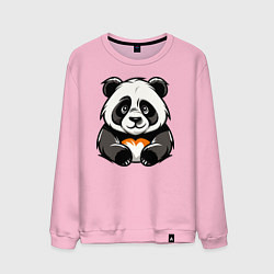 Свитшот хлопковый мужской Милая панда лежит, цвет: светло-розовый