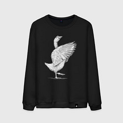 Свитшот хлопковый мужской Гусь белоснежный, цвет: черный