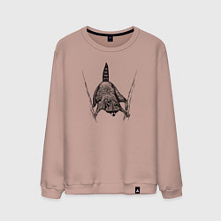Свитшот хлопковый мужской Енот акробат, цвет: пыльно-розовый
