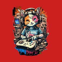 Свитшот хлопковый мужской Котейка геймер, цвет: красный — фото 2