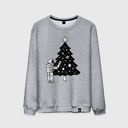 Свитшот хлопковый мужской Космическая ёлочка, цвет: меланж