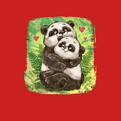 Свитшот хлопковый мужской Влюбленные мультяшные панды, цвет: красный — фото 2