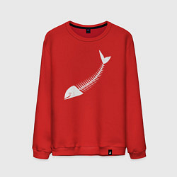 Свитшот хлопковый мужской Скелет рыбы, цвет: красный