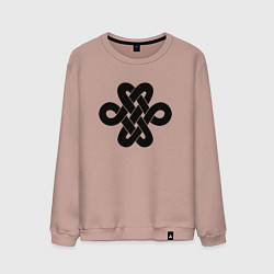 Свитшот хлопковый мужской Черный кельтский узор, цвет: пыльно-розовый