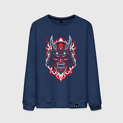 Свитшот хлопковый мужской Samurai mask demon, цвет: тёмно-синий