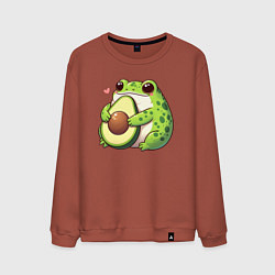 Свитшот хлопковый мужской Лягушка обнимает авокадо, цвет: кирпичный