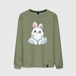 Свитшот хлопковый мужской Пушистый аниме кролик, цвет: авокадо