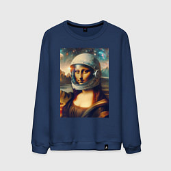 Свитшот хлопковый мужской Mona Lisa astronaut - neural network, цвет: тёмно-синий