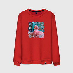Свитшот хлопковый мужской Розовый фламинго игрушка, цвет: красный