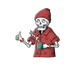 Свитшот хлопковый мужской Скелет с чашечкой кофе, цвет: белый — фото 2