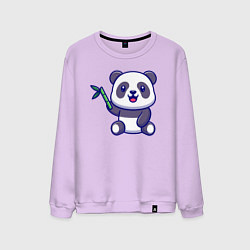 Свитшот хлопковый мужской Панда и бамбук, цвет: лаванда
