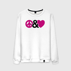 Свитшот хлопковый мужской Peace and love, цвет: белый