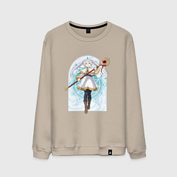 Свитшот хлопковый мужской Фрирен с посохом, цвет: миндальный
