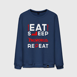 Мужской свитшот Надпись eat sleep Palworld repeat