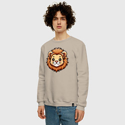 Свитшот хлопковый мужской Мордочка льва, цвет: миндальный — фото 2
