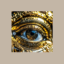 Свитшот хлопковый мужской Глаз металлический желтого цвета в стиле стимпанк, цвет: миндальный — фото 2