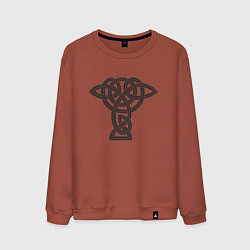 Свитшот хлопковый мужской Скандинавский черный узор, цвет: кирпичный