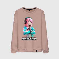 Мужской свитшот Minecraft девушка с розовыми волосами