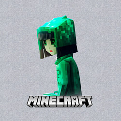 Свитшот хлопковый мужской Minecraft девушка с зелеными волосами, цвет: меланж — фото 2