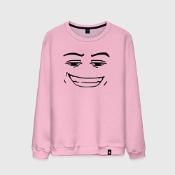 Свитшот хлопковый мужской Роблокс лицо улыбка, цвет: светло-розовый