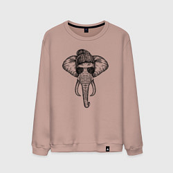 Свитшот хлопковый мужской Слон хипстер, цвет: пыльно-розовый