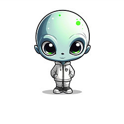 Свитшот хлопковый мужской Милый инопланетянин с большими глазами, цвет: белый — фото 2